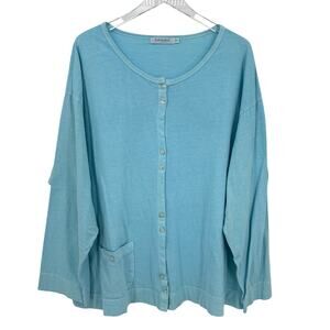 Fresh Produce Blue Button Front Top Lightweight Cardigan Plus Size 3X Cotton